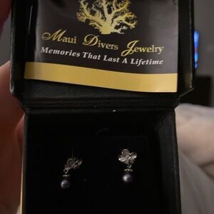 Maui Divers Jewelry Silver and Purple Earrings